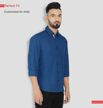 Load image into Gallery viewer, PerfectFit Men Solid Casual Blue Shirt